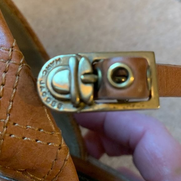 Marc Jacobs Leather Block Heel Embroidered Ankle Strap Sandals 8 - Picture 9 of 12